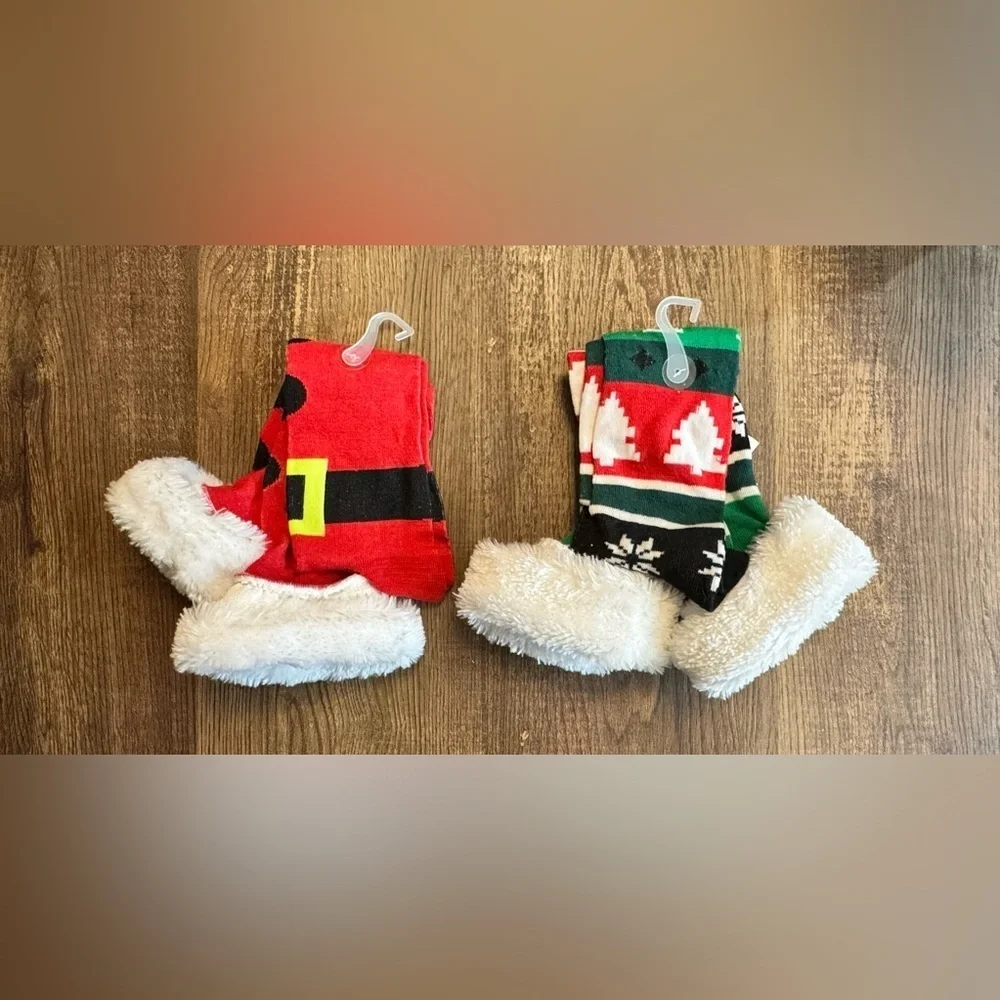 Holiday Time Green and Black Knee High Socks